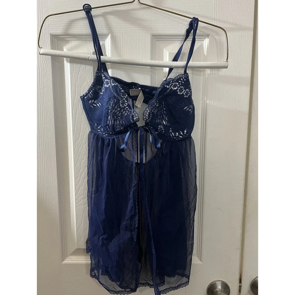 Victoria Secret Babydoll Lace Lingerie‎ Sheer Bra Top Dress 38C Date Night